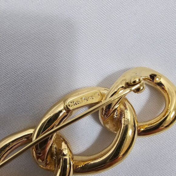 Vintage Christian Dior Chain Brooch in Gold - Picture 4 of 7